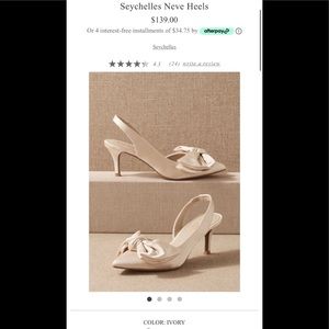 BHLDN Seychelles Neve Heels Ivory Bow Heels NEW
